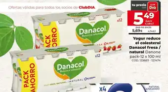 Dia Yogur reduce el colesterol Danacol fresca / natural Danone 100ml oferta