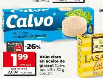 Dia Calvo Atún claro en aceite de girasol 52g oferta