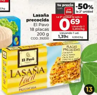 Dia El Pavo Lasaña precocida 200g oferta