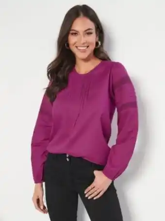Venca Blusa manga larga con jaretas y encaje oferta