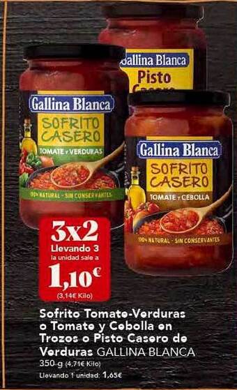 Gadis Sofrito tomate-verduras o tomate y cebolla en trozos o pisto casero de verduras gallina blanca oferta