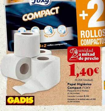 Gadis Papel higiénico compact foxy oferta