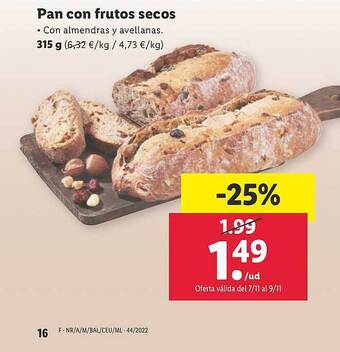 Lidl Pan con frutos secos oferta