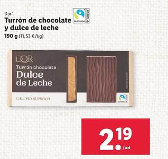 Lidl Dor turrón de chocolate y dulce de leche oferta