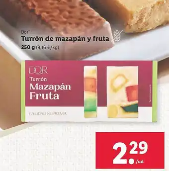 Lidl Dor turrón de mazapán y fruta oferta