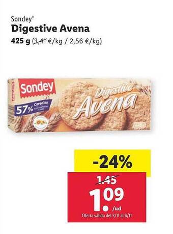 Lidl Sondey digestive avena oferta