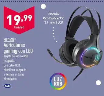 ALDI Auriculares gaming con led medion oferta