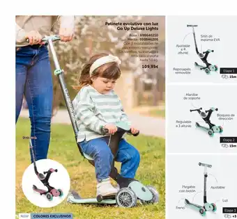 Clobb leto new colores exclusivos patinete evolutivo con luz go up deluxe lights rosa - 698646210 menta-698646206 con 3 mo