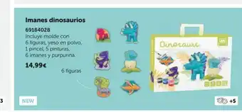 EurekaKids Imanes dinosaurios 69184028 incluye molde con 6 figuras, yeso en polvo, 1 pincel, 5 pinturas, 6 imanes y purpurina. 14, oferta