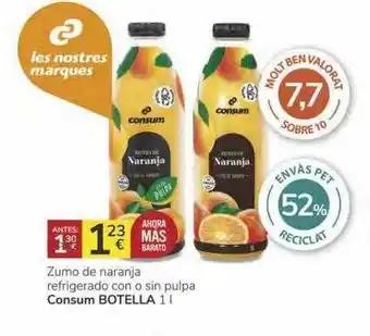 Supermercados Charter Zumo de naranja refrigerado con o sin pulpa consum botella oferta