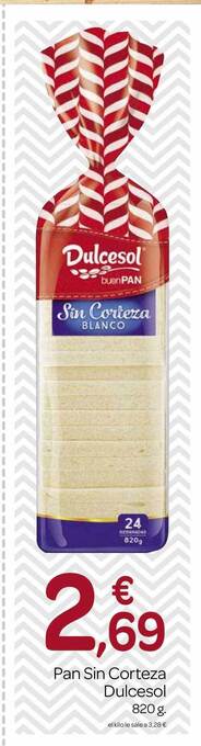 Supermercados El Jamón Pan sin corteza dulcesol oferta