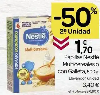 Supermercados El Jamón Papillas nestlé multicereales o con galleta oferta