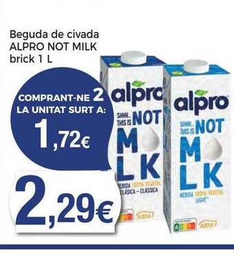 Keisy Beguda de civada alpro not milk brick oferta