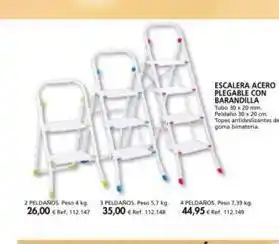 Coferdroza 2 peldaños. peso 4kg 26,00 € 112.147 escalera acero plegable con barandilla tubo 30x20 mm. pedao 30x20 cm topes antideslizan oferta