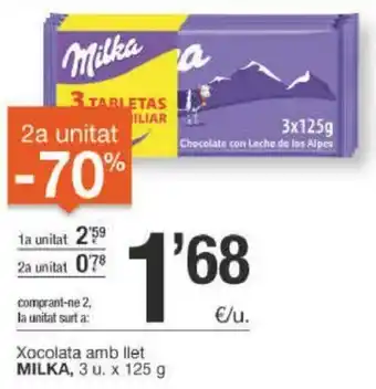 BonpreuEsclat Milka Xocolata amb llet 3u x 125g oferta