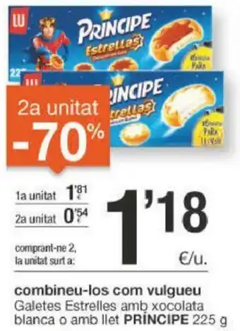 BonpreuEsclat Principe Galetes Estrelles amb, xocolata blanca o amb llet 225g oferta