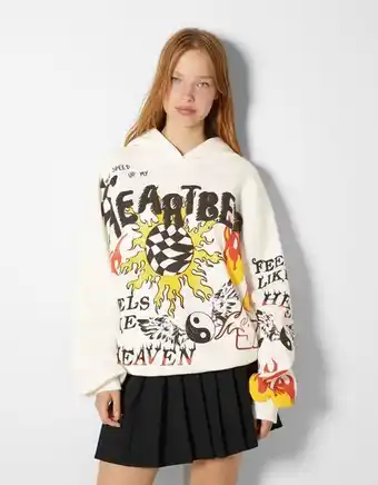 Bershka Sudadera capucha print gráfico oferta