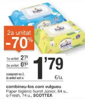 BonpreuEsclat Scottex Paper higienic humit Junior 84u o Fresh 74 u oferta