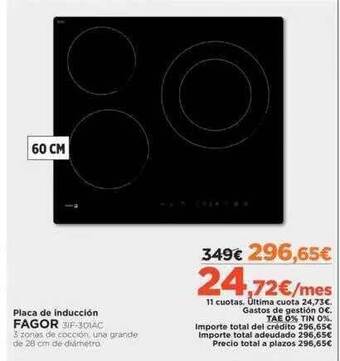 El Corte Inglés Placa de inducción fagor oferta