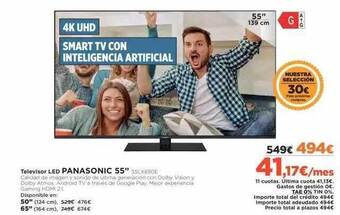El Corte Inglés Televisor led panasonic 55 oferta