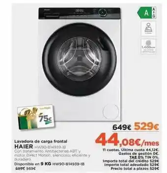 El Corte Inglés Lavadora de carga frontal haier oferta
