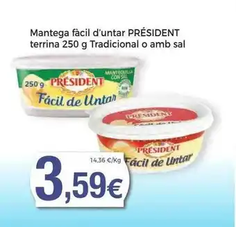 Supermercats Jespac Mantega fàcil d'untar président oferta