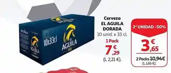 Alcampo 2a unidad -50% cerveza el aguila dorada oferta