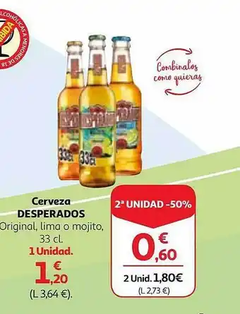 Alcampo 2a unidad -50% cerveza desperados oferta