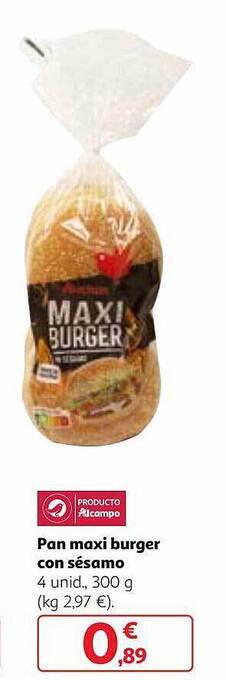 Alcampo Pan maxi burger con sésamo oferta