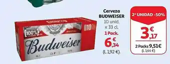 Alcampo 2a unidad -50% cerveza budweiser oferta