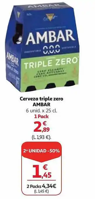 Alcampo 2a unidad -50% cerveza triple zero ambar oferta