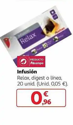 Alcampo Infusión relax digest o línea oferta
