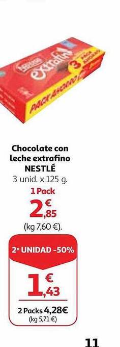 Alcampo Chocolate con leche extrafino nestlé oferta