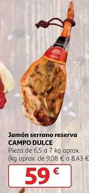 Alcampo Jamón serrano reserva campo dulce oferta