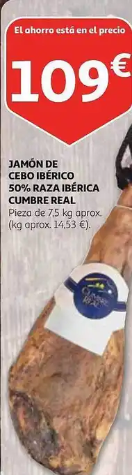 Alcampo Jamón de cebo ibérico 50% raza ibérica cumbre real oferta