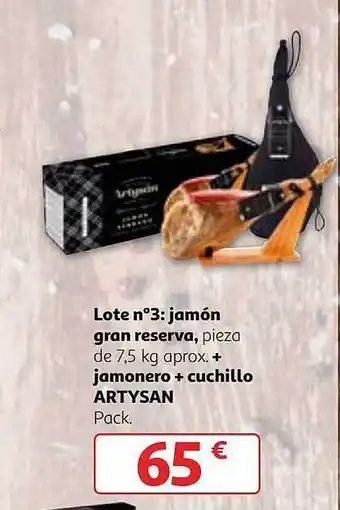 Alcampo Lote n°3: jamón gran reserva + jamonero + cuchillo artysan oferta