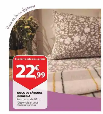Alcampo Juego de sábanas coralina oferta