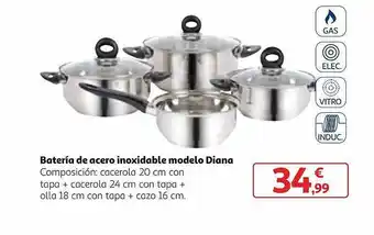 Alcampo Bateria de acero inoxidable modelo diana oferta