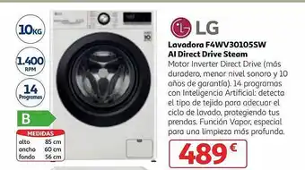 Alcampo Lg lavadora f4wv30105sw al direct drive steam oferta