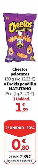 Alcampo Cheetos pelotazos o drakis pandilla matutano oferta