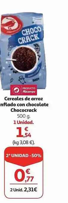 Alcampo Cereales de arroz nflado con chocolate chococrack oferta