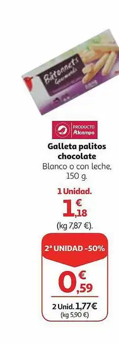 Alcampo Galleta palitos chocolate oferta