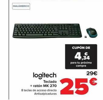 Carrefour Logitech teclado + ratón mk 270 oferta