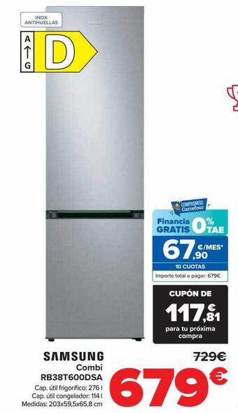 Carrefour Samsung combi rb38t600dsa oferta