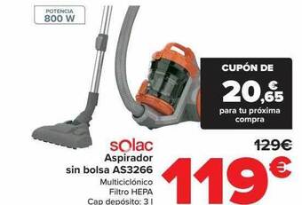 Carrefour Solac aspirador sin bolsa as3266 oferta