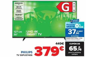 Carrefour Philips tv 50pus7406 oferta