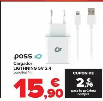 Carrefour Poss cargador ligthning 5v 2.4 oferta