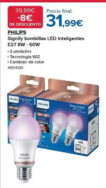 Costco Philips signify bombillas led intelligentes e27 8w 60w oferta