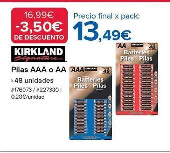 Costco Kirkland pilas aaa o aa oferta