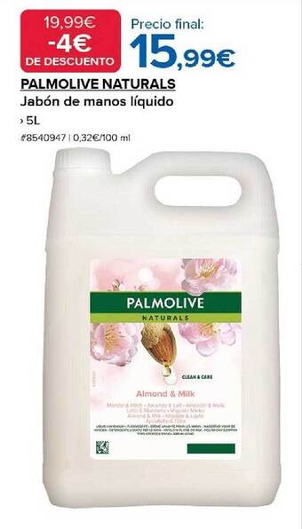 Costco Palmolive naturals jabón de manos liquido oferta